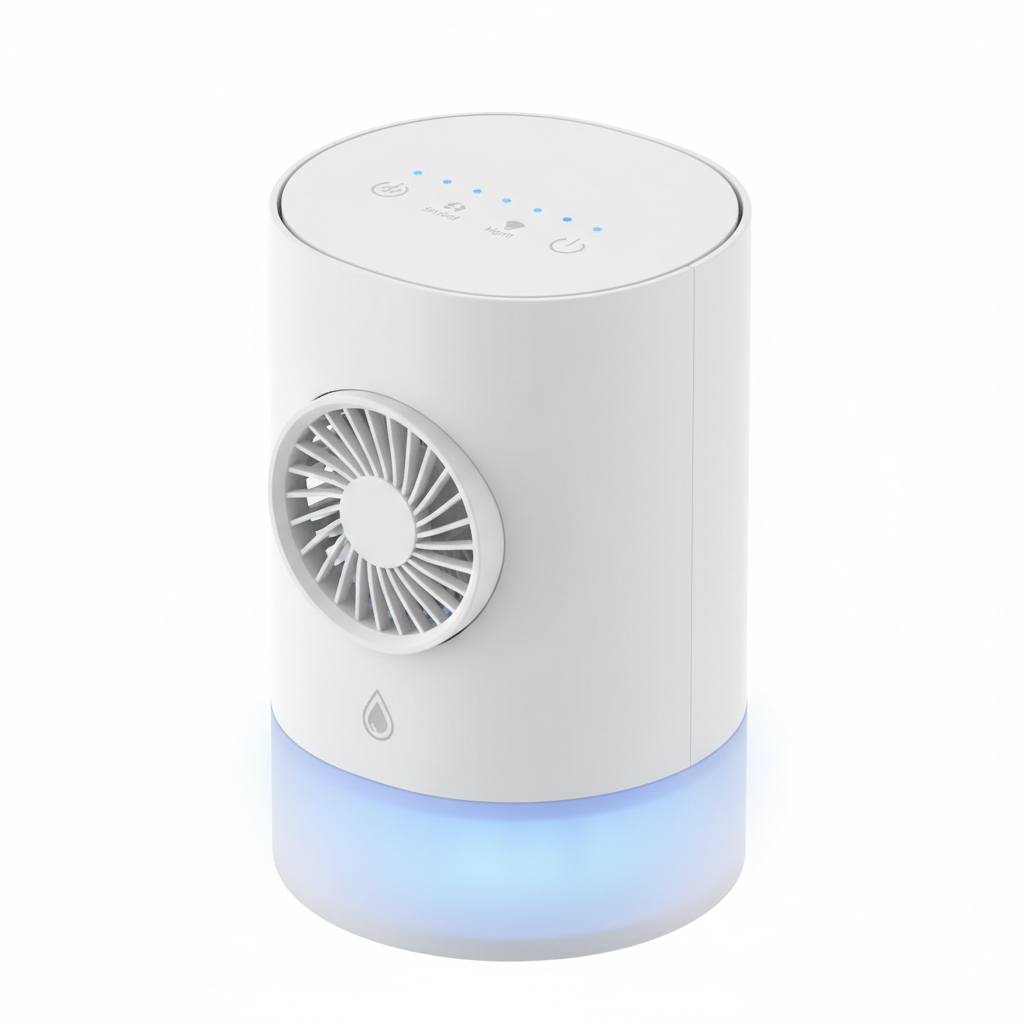 3-in-1 Portable USB Air Cooler – Fan, Humidifier & LED Night Light