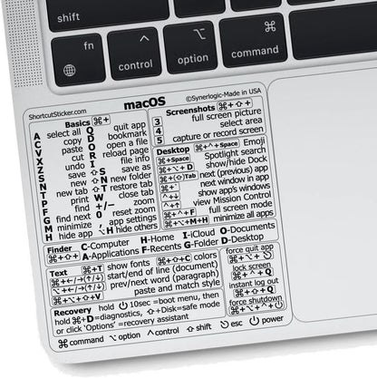 Mac OS Shortcuts Sticker for Air/Pro | Keyboard Stickers for Macos | Laminated Vinyl Macbook Cheatsheet | Macbook Shortcuts 2026 (Clear/Black)