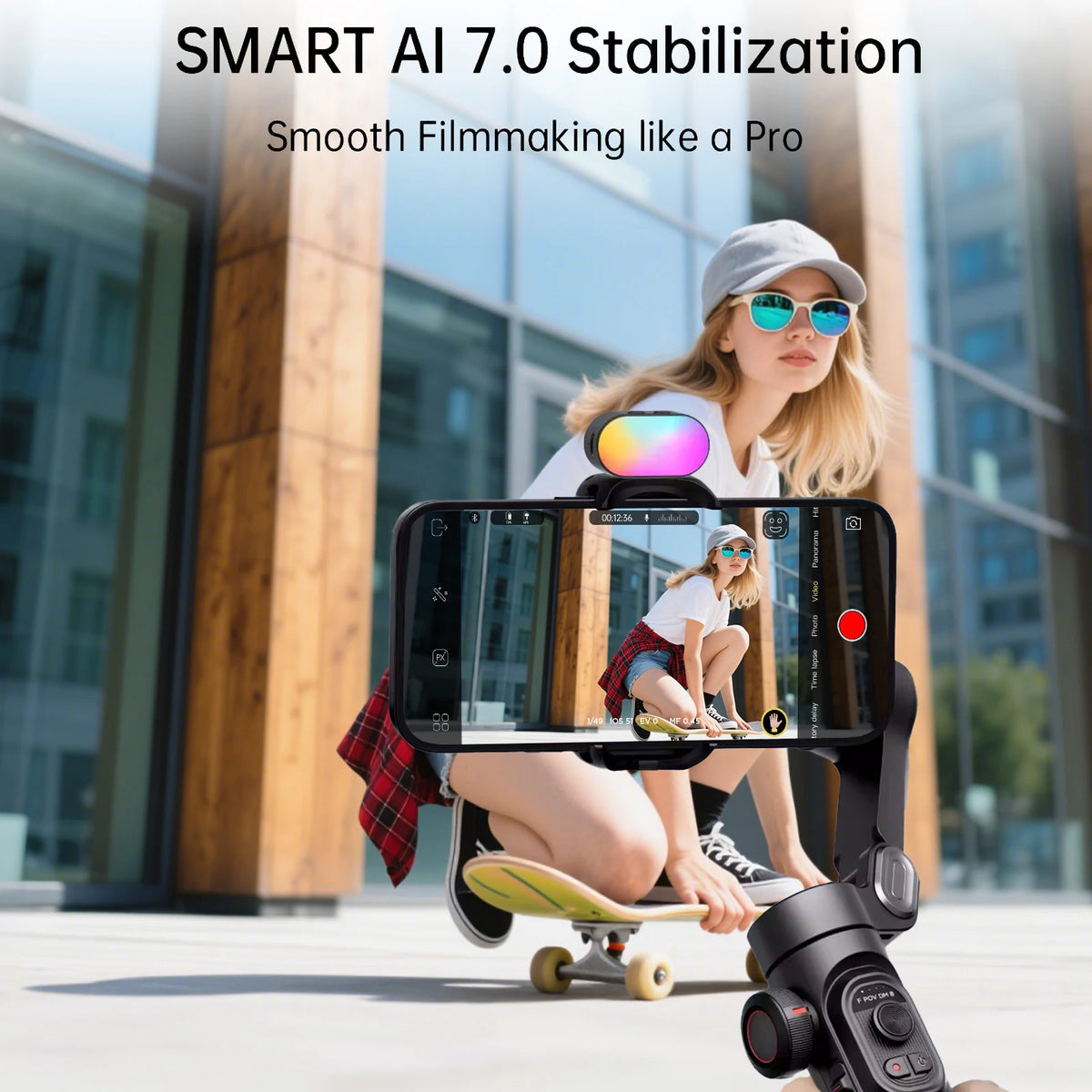 Smart XE Kit Gimbal Stabilizer for Smartphone Iphone Video Recording Magnetic Fill Light 3-Axis Foldable Android Gimble