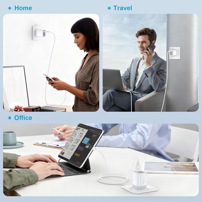 USB Wall Charger,  2Pack Wall Plug 3-Port USB Charging Station 3.1A Power Adapter Multi Port Quick Charger Block Cube for Iphone 17 16 15 14 13 12 11 Pro XS MAX 8 Ipad Samsung Galaxy S25 S24 S23